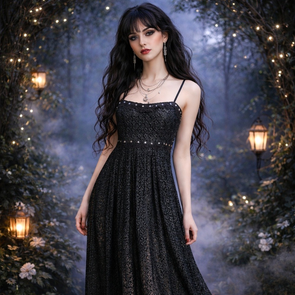 BCLY Black Mini Dress M Sirencore Dark Fairy Whimsigoth‎ Y2K Witchy